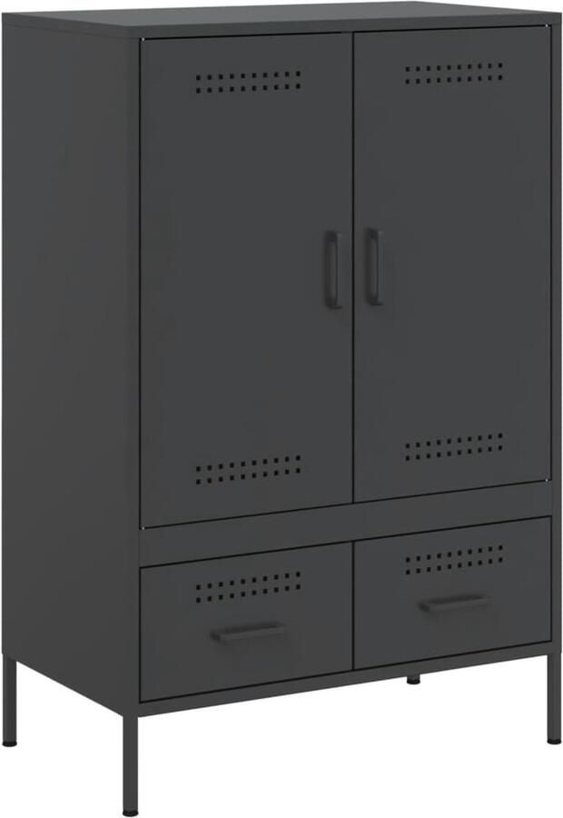 VidaXL Hoge kast 68x39x101 5 cm koudgewalst staal zwart