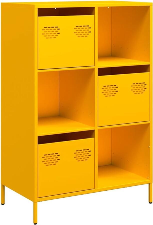 VidaXL Hoge kast 68x39x103 5 cm staal mosterdgeel Hoge Kast Hoge Kasten Hoge Planken Boekenkast