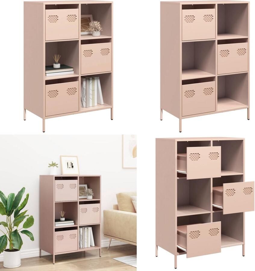 VidaXL Hoge kast 68x39x103 5 cm staal roze Hoge Kast Hoge Kasten Hoge Planken Boekenkast
