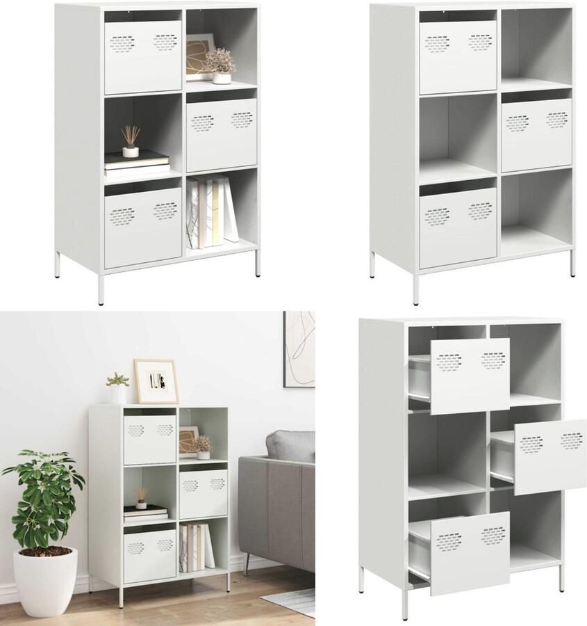 VidaXL Hoge kast 68x39x103 5 cm staal wit Hoge Kast Hoge Kasten Hoge Planken Boekenkast