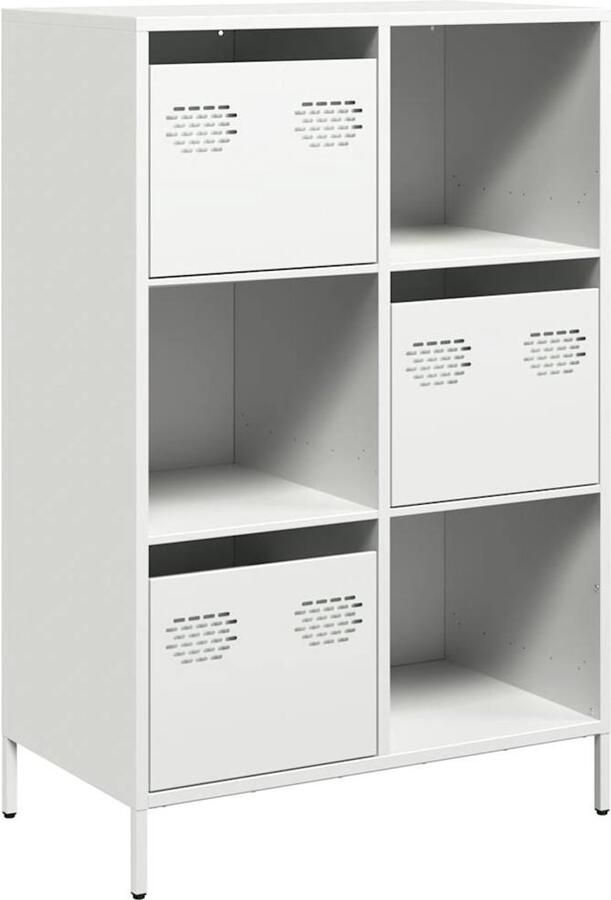 VidaXL Hoge kast 68x39x103 5 cm Staal Wit Hoge Kast Metalen Kast Opslagkast Boekenkast Woonaccessoires