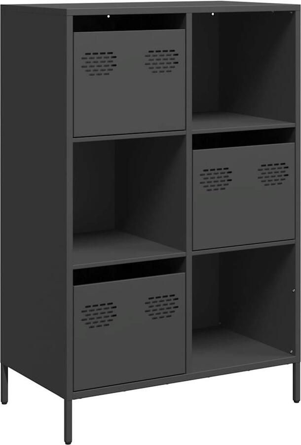 VidaXL Zwarte Kast Hoogkasten Hoge kast 68x39x103 5 cm staal zwart Opslagoplossing Roestvrijstalen Kast Industriële Kast - Foto 3