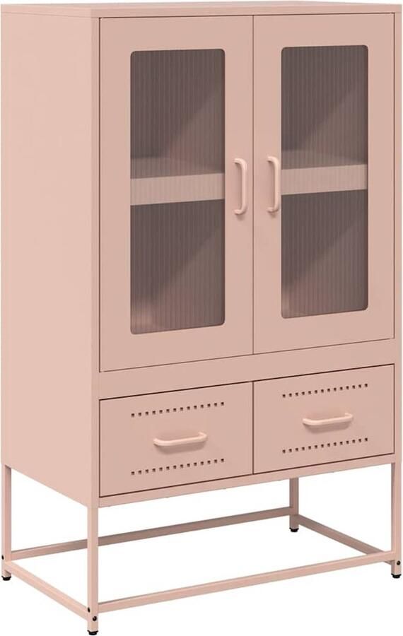 VidaXL Hoge kast Staal Roze 68x39x111 5 cm Hoge Kast Rozenkleurige Kast Opbergkast Metalen Kast Staalkast