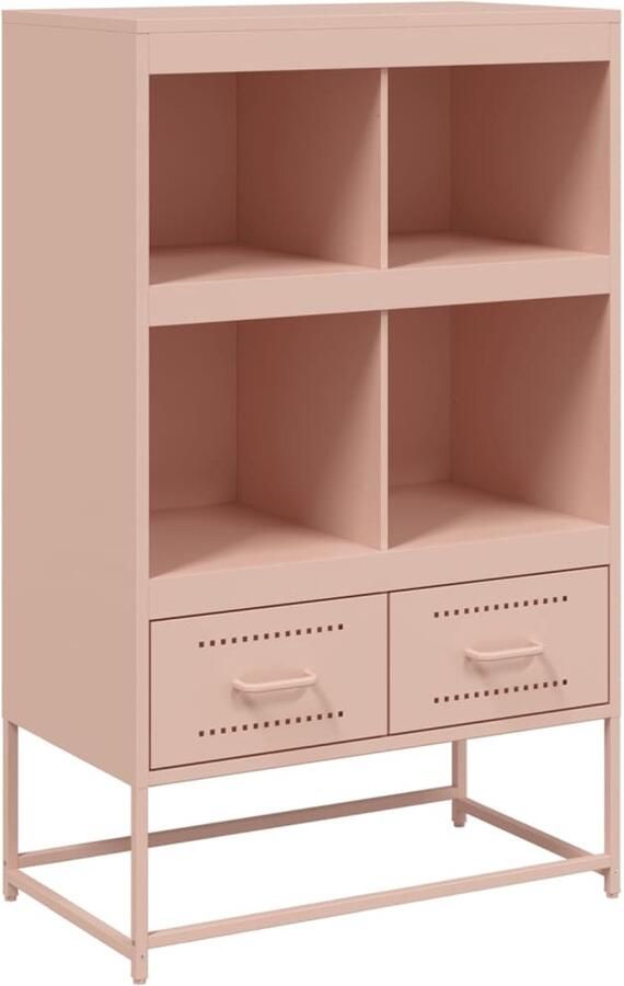 VidaXL Hoge kast 68 5x39x111 5 cm koudgewalst staal roze