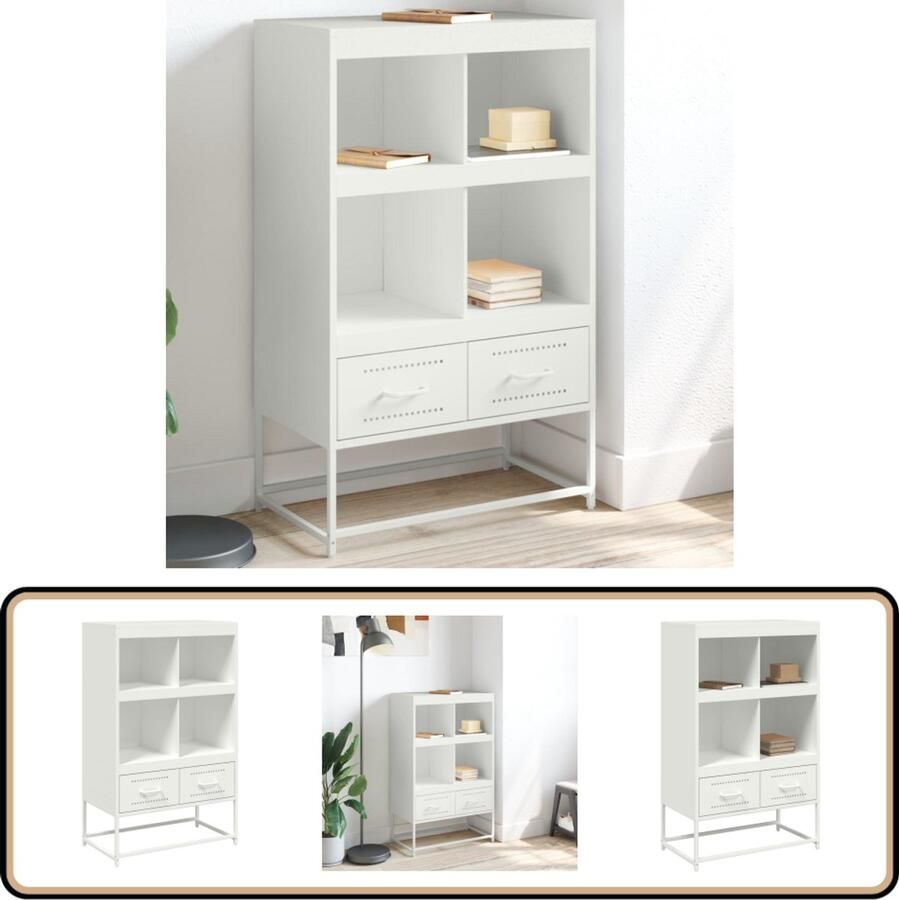 VidaXL Hoge kast 68x39x111 5 cm Staal Wit Dressoir Staaldraad Opbergkasten Meubels Salontafel