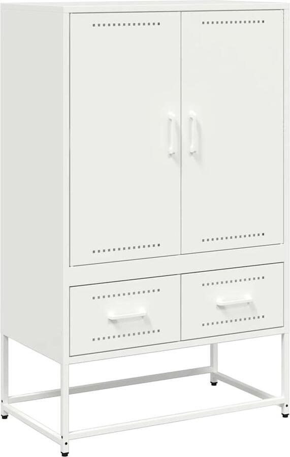 VidaXL Hoge kast 68x39x111 5 cm koudgewalst staal wit