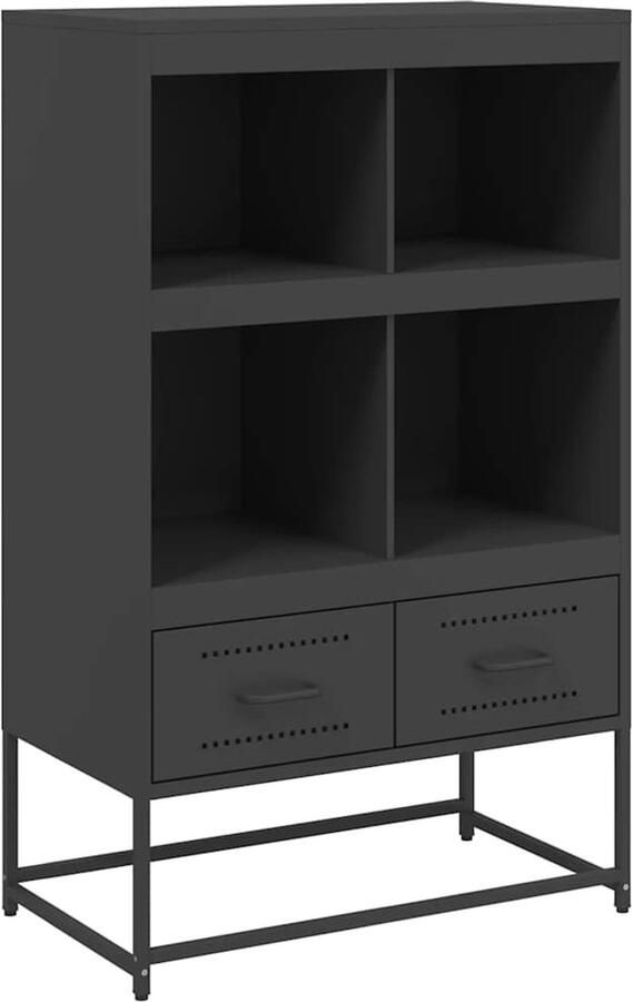 The Living Store Hoge kast 68x39x111 5 cm staal zwart Hoge Kast Staalkast Opbergkast Zwarte Kast Industriële Kast - Foto 2