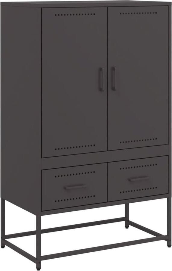 VidaXL Hoge kast 68x39x111 5 cm koudgewalst staal zwart