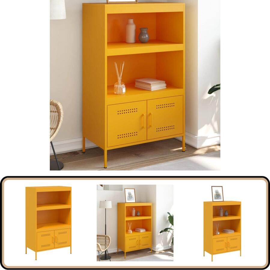 VidaXL Hoge kast 68x39x113 cm staal mosterdgeel