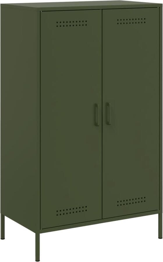 VidaXL Hoge kast Staal Olijfgroen 68x39x113 cm Industriële Kast Hoge Kast Metalen Kast Olijfgroene Kast Opbergkast