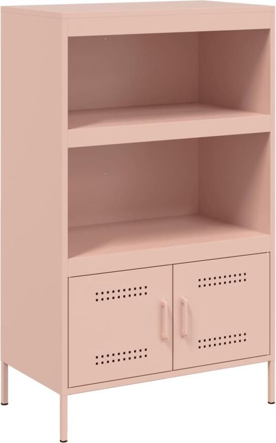 VidaXL Hoge kast Staal 68x39x113 cm Roze Industriele Kast Roestvrijstalen Kast Opbergkast Hoogslaapkast Woonkamerkast
