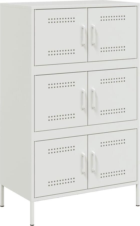 The Living Store Hoge kast 68x39x113 cm staal wit Hoge Kast Industrieel Design Metalen Kast Opslagoplossing Keukenopslag - Foto 3