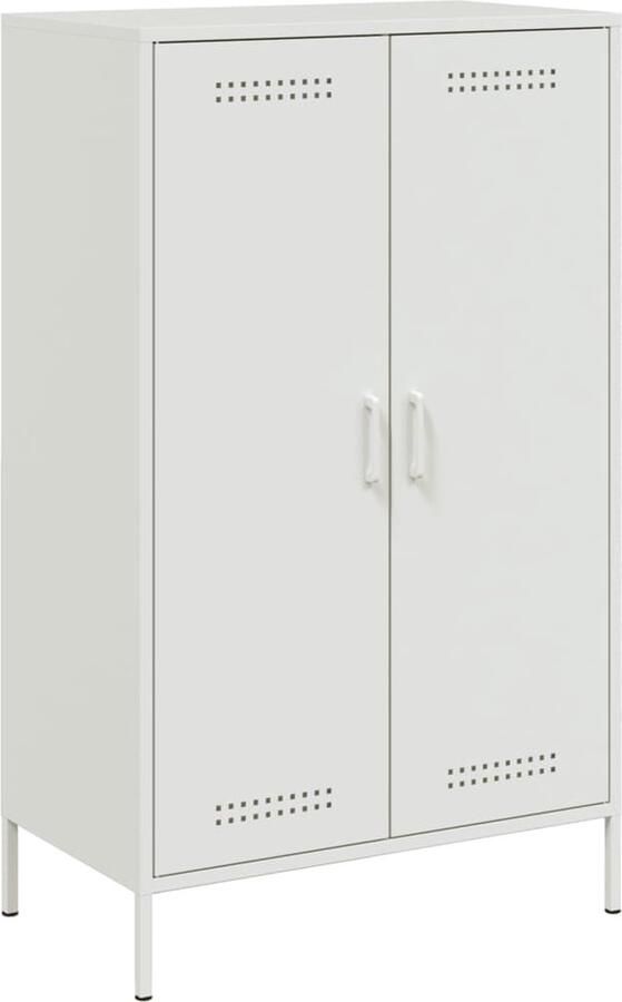 The Living Store Hoge kast 68x39x113 cm staal wit Hoge Kast Industrieel Design Metalen Kast Opslagoplossing Keukenopslag - Foto 4