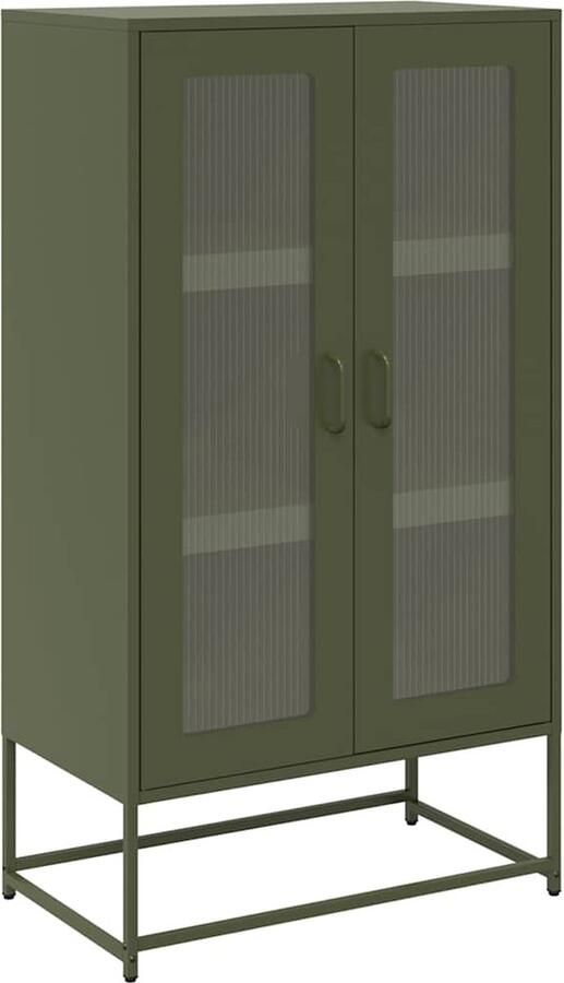 VidaXL Hoge Kast Staal 6 Compartimenten Olijfgroen Hoge Kast Opbergkast Metalen Kast Staalkast Industriële Kast - Foto 2