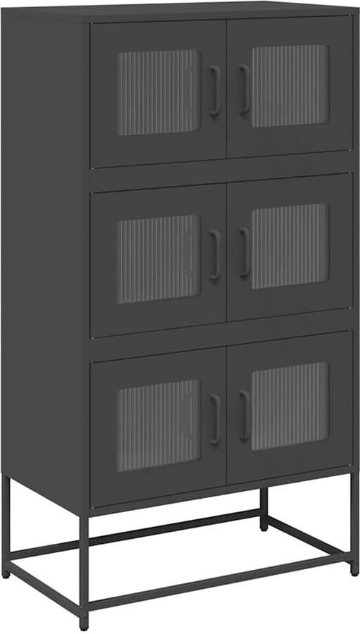 VidaXL Hoge kast Staal 68x39x123 cm Zwart Hoge Kast Opbergkast Metalen Kast Zwarte Kast Keukenopslag - Foto 2