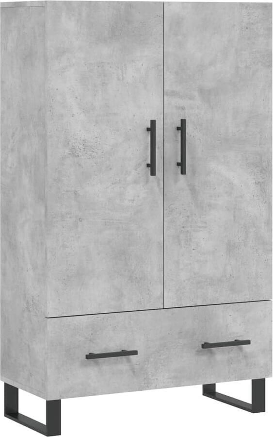 VidaXL Hoge kast Bewerkte hout Betongrijs 115 cm Hoge Kast Dressoir Buffetkast Opslagruimte Modern Design
