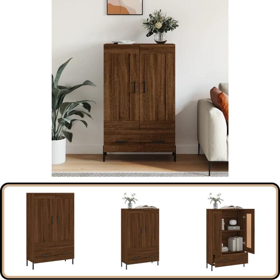 VidaXL -Hoge-kast-69 5x31x115-cm-bewerkt-hout-bruineikenkleurig - Foto 6