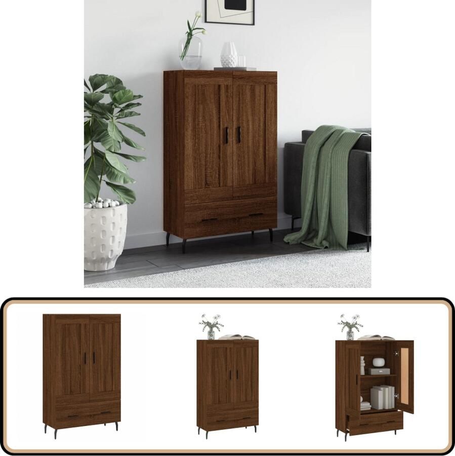 VidaXL Hoge kast Bruin eiken 69 5x31x115 cm Hoge Kast Houten Kast Bruine Eiken Kast Opbergkast