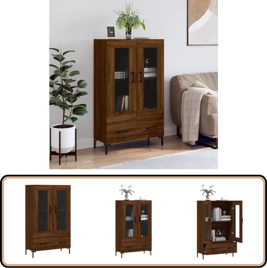 VidaXL Hoge kast 69 5x31x115 cm Bruin eikenkleur Hoge Kast Dressoir Buffetkast Houten Kast Bruine Eiken Kleur