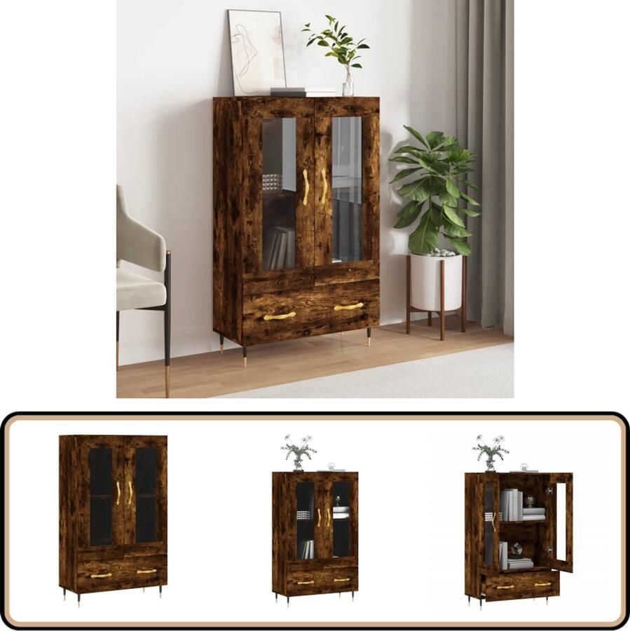 VidaXL Hoge Kast Gerookt Eiken 69 5x31x115 cm Hoge Kast Dressoir Buffetkast Houten Kast Gerookte Eiken Kleur