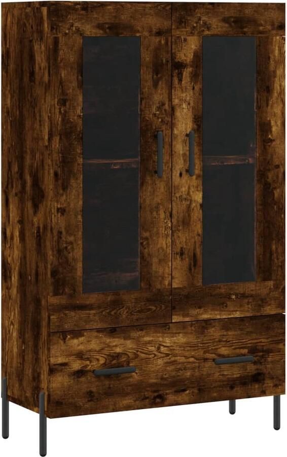 VidaXL Hoge Kast Bewerkt Hout Gerookt Eiken 115 cm Hoge Kast Dressoir Buffetkast Houten Kast Vintage Kast - Foto 2