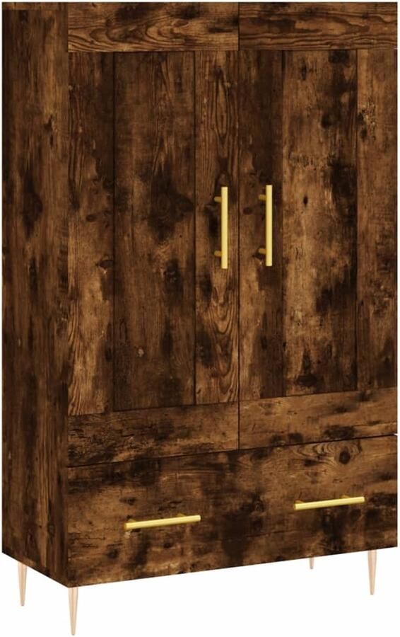 VidaXL Hoge Kast Hoge Kasten Hoge Kast Met Lade Kast Hoge kast 69-5x31x115 cm bewerkt hout gerookt eikenkleurig - Foto 2