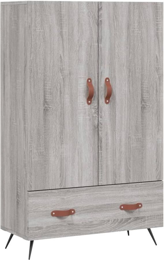 VidaXL Grijze Kast Hoge Kast Hoge kast 69 5x31x115 cm bewerkt hout grijs sonoma eikenkleurig Houten Kast Opslagoplossing Salontafel - Foto 4