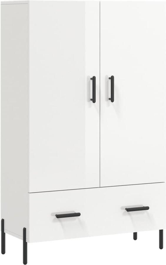 VidaXL Hoge Kast Hoogglans Wit 69 5x31x115 cm Hoge Kast Dressoir Buffetkast Opslagruimte Modern Design
