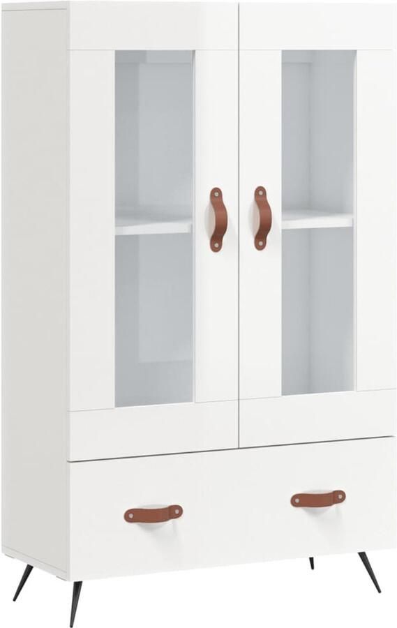 VidaXL Hoge Kast Hoogglans Wit 69 5x31x115 cm Hoge Kast Dressoir Buffetkast Witte Kast Houten Kast - Foto 2