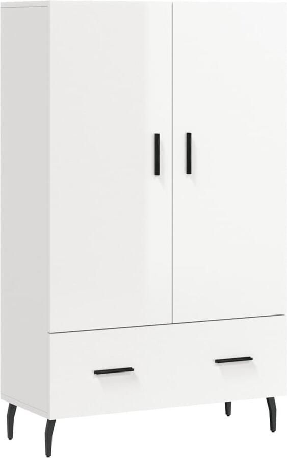 VidaXL Hoge kast 69 5x31x115 cm Hoogglans wit Hoge Kast Dressoir Buffetcask Witte Kast Keukenmeubilair