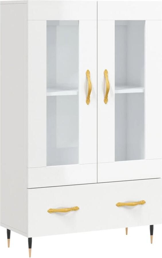 VidaXL Hoge kast Hoogglans Wit 69 5x31x115 cm Hoge Kast Dressoir Buffetkast Keukenmeubels Woonkamerinrichting