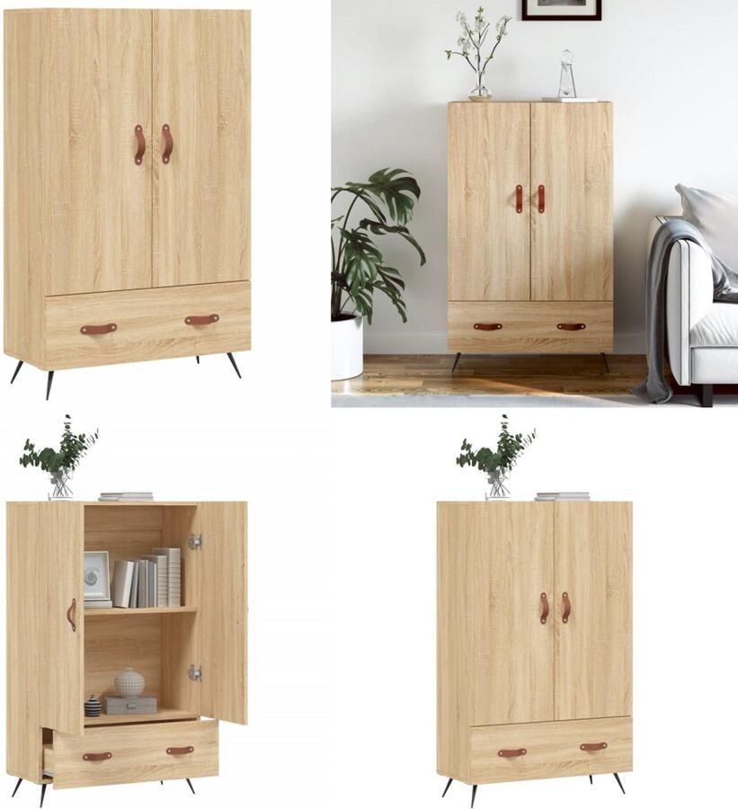 VidaXL Hoge kast 69-5x31x115 cm bewerkt hout sonoma eikenkleurig Hoge Kast Hoge Kasten Dressoir Kast - Foto 2