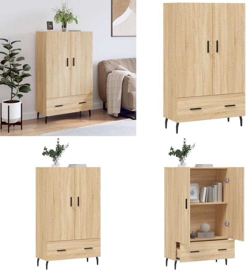 VidaXL Hoge kast 69-5x31x115 cm bewerkt hout sonoma eikenkleurig Hoge Kast Hoge Kasten Dressoir Kast - Foto 3