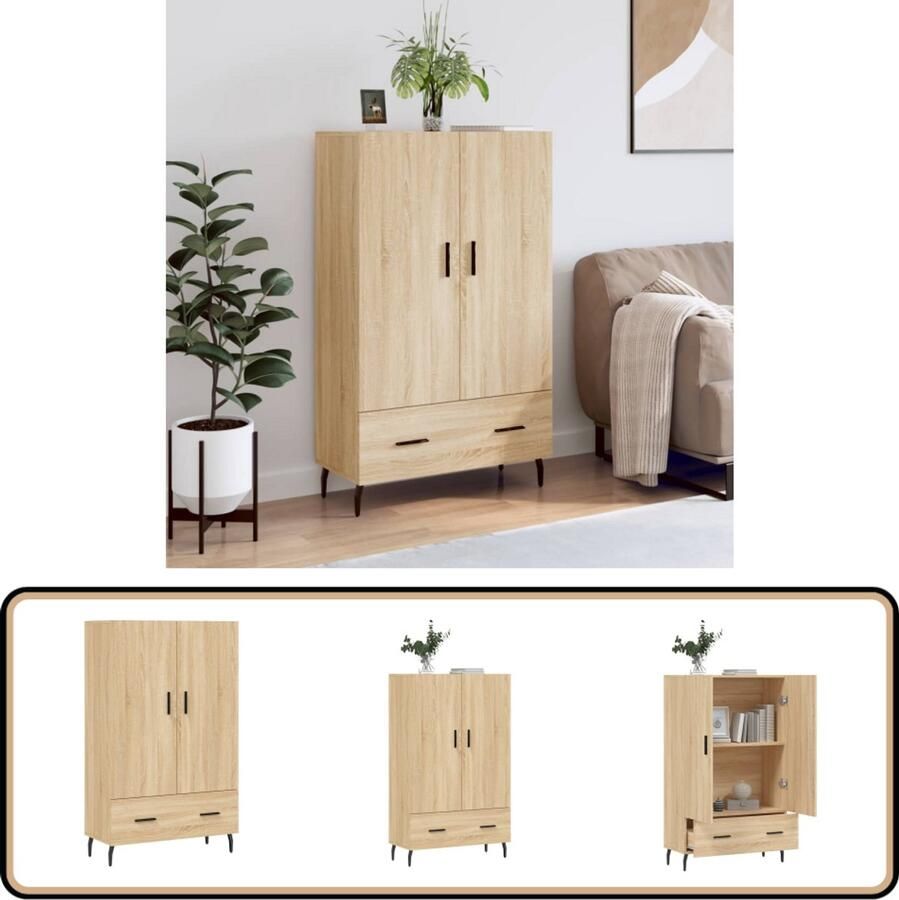 VidaXL Hoge kast 69 5x31x115 cm Sonoma eiken Hoge Kast Dressoir Kast Houten Kast Sonoma Eiken