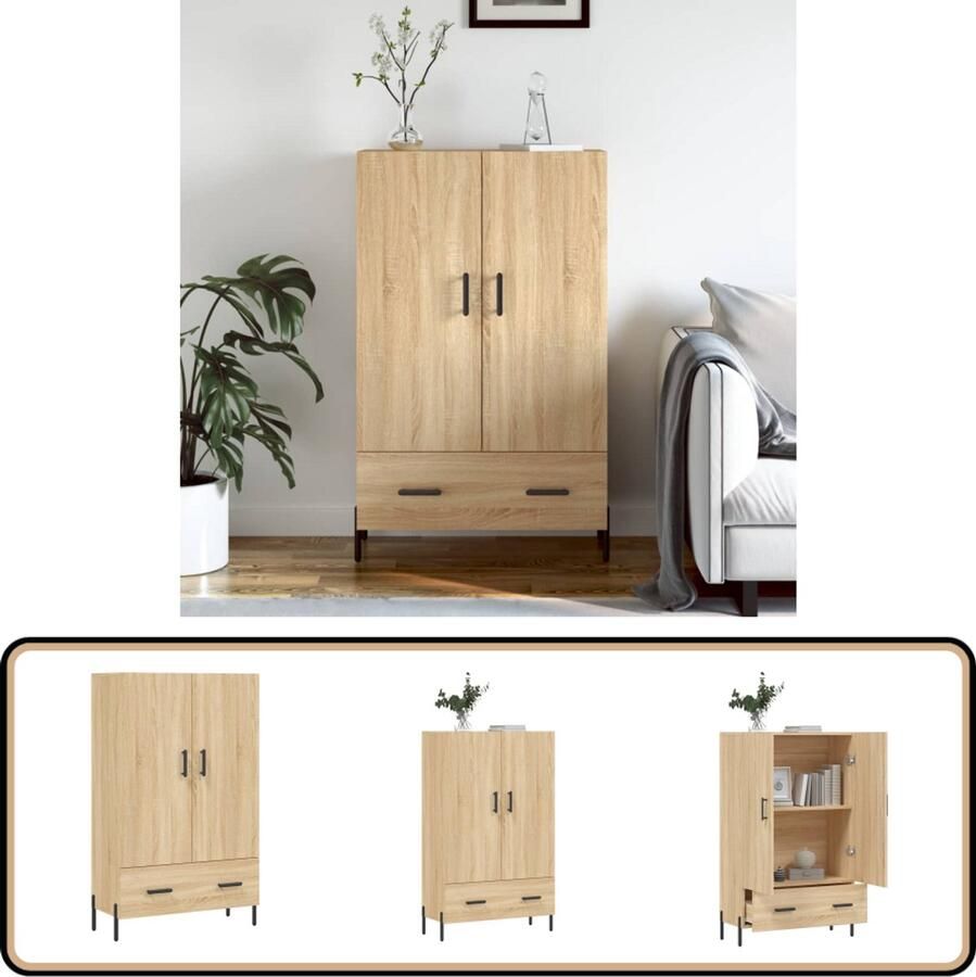 VidaXL Hoge Kast 69 5x31x115 cm Sonoma Eiken Hoge Kast Dressoir Kast Houten Kast Sonoma Eiken