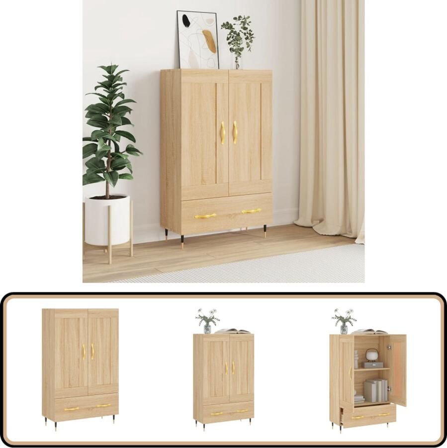 VidaXL Hoge kast Sonoma eiken 69 5x31x115 cm Hoge Kast Kasten Houten Kast Salontafel Opslagoplossing