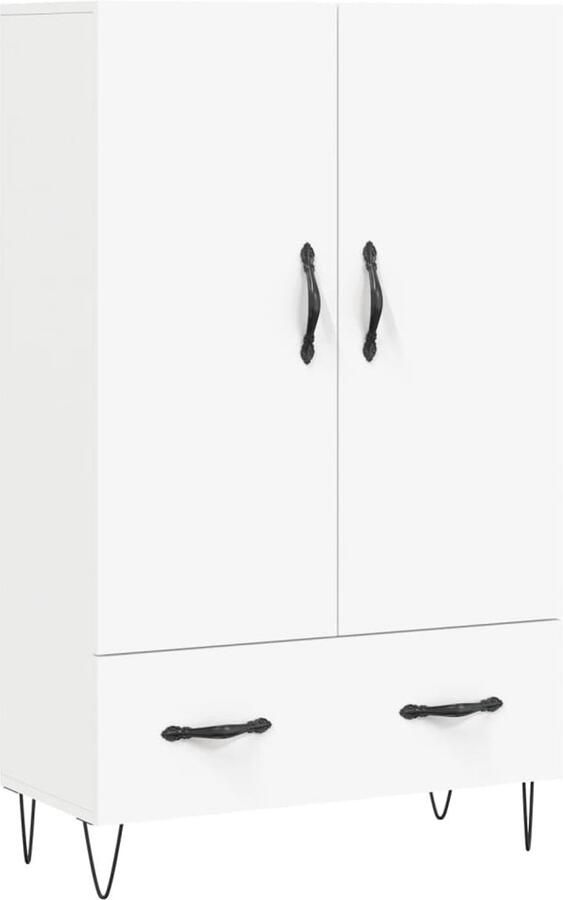 VidaXL Hoge Kast Bewerkt Hout Wit 69 5x31x115 cm Hoge Kast Dressoir Opslagoplossing Houten Kast Witte Kast