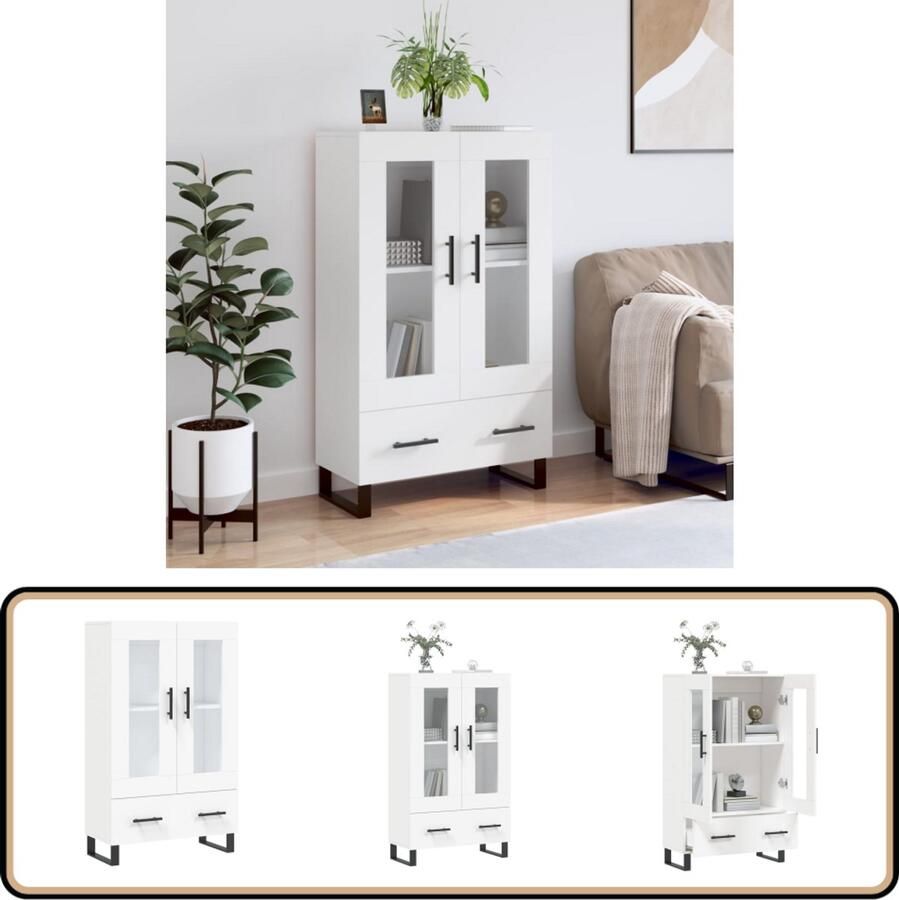 VidaXL Hoge kast Wit 69 5x31x115 cm Hoge Kast Dressoir Buffetkast Opslagruimte Houten Kast