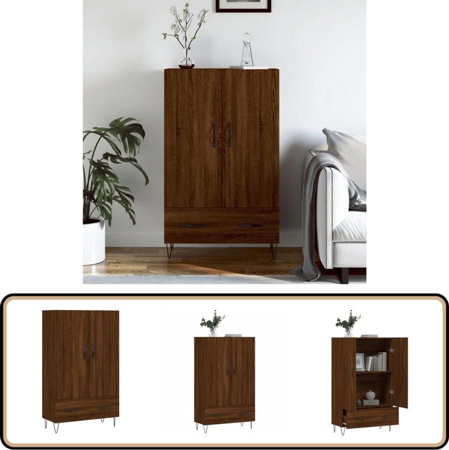 VidaXL Hoge kast 69 5x31x115 cm Bruineiken Hoge Kast Dressoir Kast Bruineiken Houten Kast