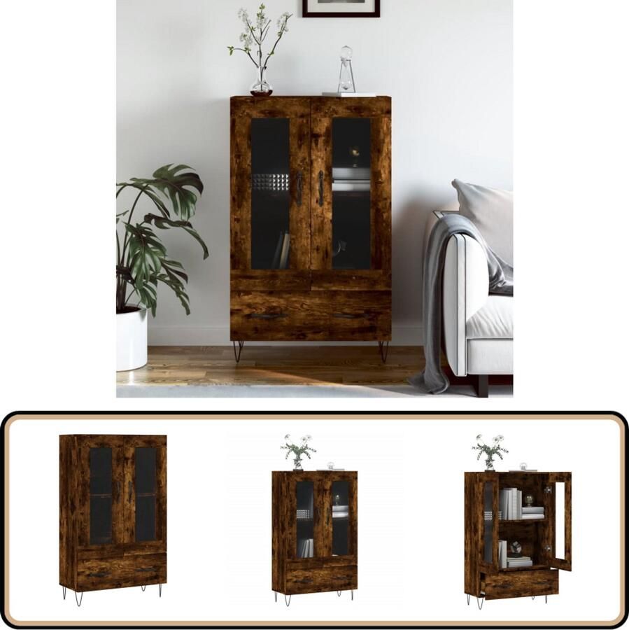 VidaXL Hoge kast 69 5x31x115 cm Gerookt eiken Hoge Kast Dressoir Buffetkast Houten Kast Gerookte Eiken Kleur - Foto 2