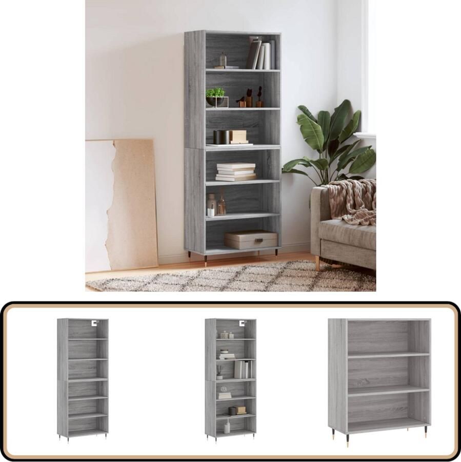 VidaXL -Hoge-kast-69 5x32 5x180-cm-bewerkt-hout-grijs-sonoma-eikenkleur - Foto 4
