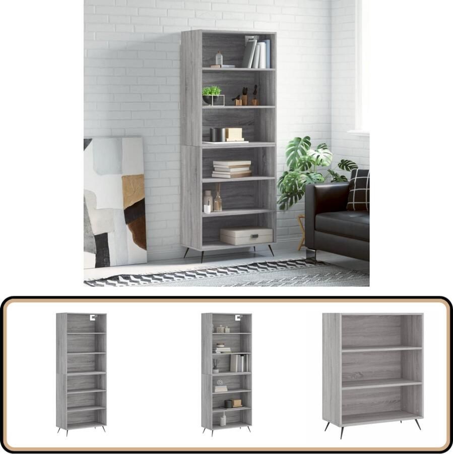 VidaXL -Hoge-kast-69 5x32 5x180-cm-bewerkt-hout-grijs-sonoma-eikenkleur - Foto 5