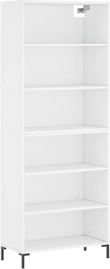 VidaXL Hoge kast Bewerkte hout Wit 69 5x32 5x180 cm Hoge Kast Opbergkast Houten Kast Witte Kast Modern Design