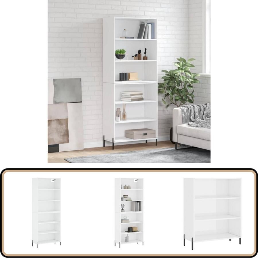 VidaXL -Hoge-kast-69 5x32 5x180-cm-bewerkt-hout-wit - Foto 4