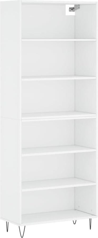 VidaXL Hoge Kast Wit Bewerkt Hout 180 cm Hoge Kast Buffetkast Opbergkast Houten Kast Witte Kast