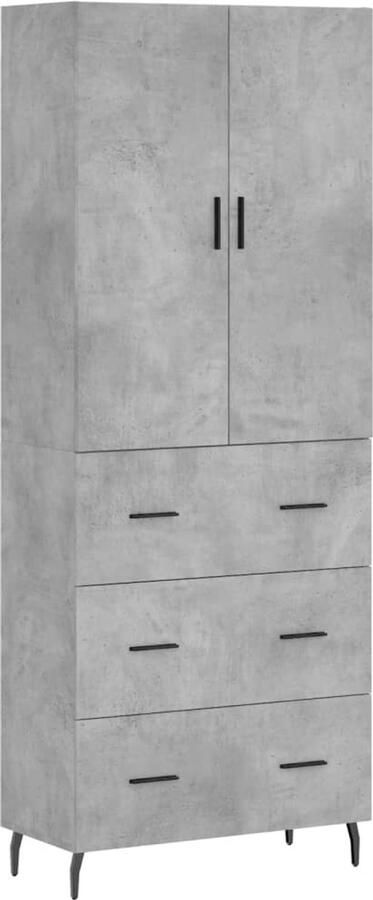 VidaXL Hoge Kast 180 cm Betongrijs Hout & Metaal Hoge Kast Opbergkast Betonnen Kast Houten Kast Design Kast - Foto 2