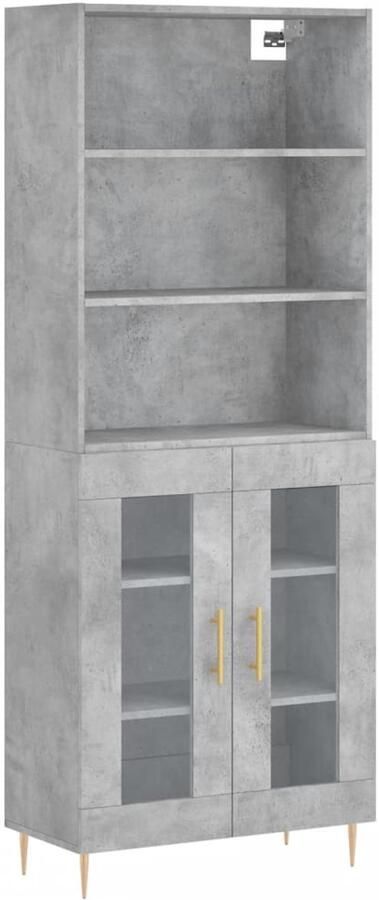 VidaXL Hoge kast Betongrijs 69 5x34x180 cm Hoge Kast Opbergkast Betongrijs Houten Kast