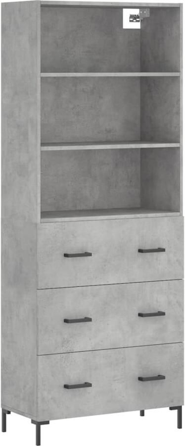 VidaXL Hoge Kast Betongrijs 69 5x34x180 cm Hoge Kast Beton Grijs Opbergkast Houten Kast Design Kast