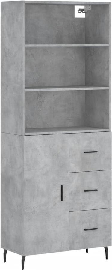 VidaXL Hoge Kast Betongrijs 69 5x34x180 cm Hoge Kast Opbergkast Betongrijs Houten Kast