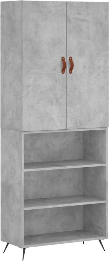 VidaXL Hoge Kast 69 5x34x180 cm Betongrijs Hoge Kast Kasten Dressoirs Opbergkast Betongrijs